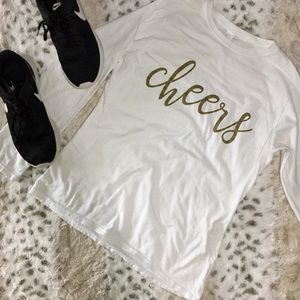 • White and Gold Holiday Long Sleeve “Cheers” •